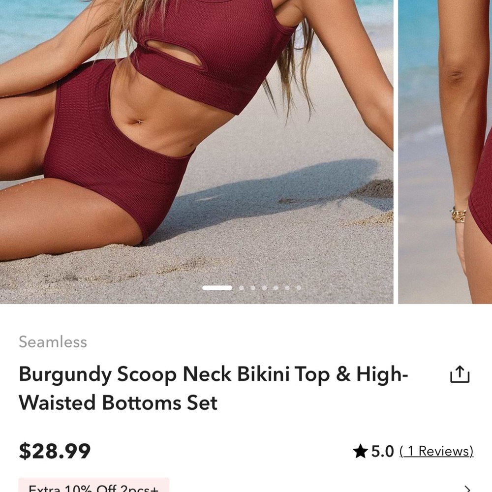 Women's Burgundy Bikini Set - Picture 8 of 11
